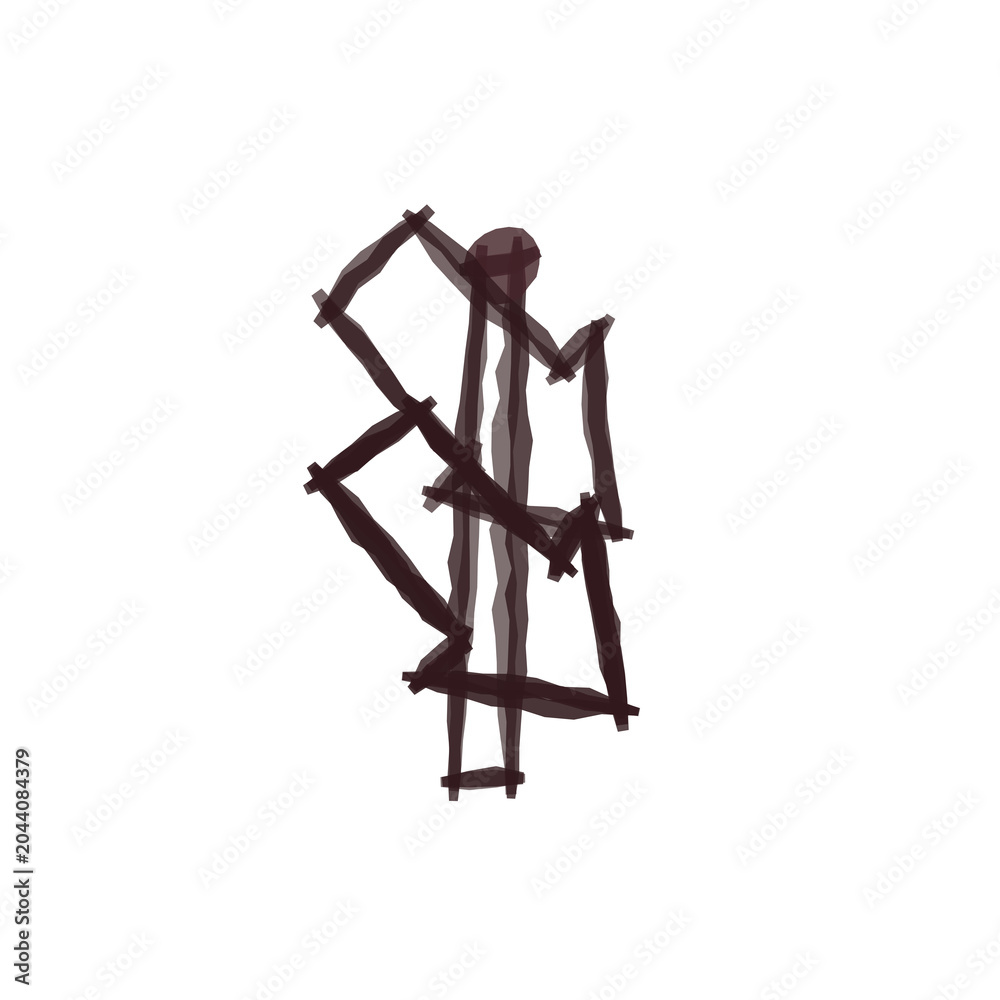 Obraz premium Minimalist abstract stick-figure signpost design illustrating directional guidance, isolated on transparent background