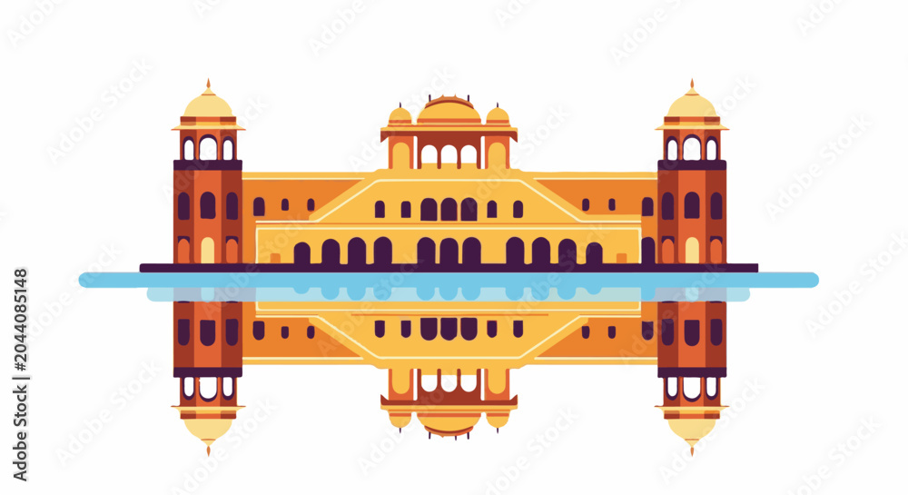 Fototapeta premium Ornate palace with domes and towers reflected in water