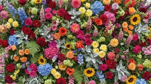 Vibrant and Colorful Floral Display - A Stunning Collection of Blossoms in Full Bloom.