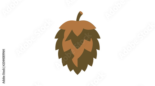 Stylized Hop Cone Vector Illustration Isolated on White