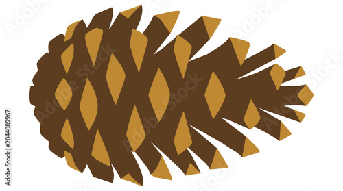 Stylized Pine Cone Vector Illustration Isolated on White Background