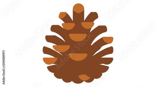 Stylized brown pinecone vector illustration isolated on white background