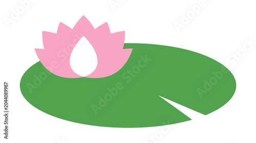 Pink lotus flower on a green lily pad vector illustration isolated on white