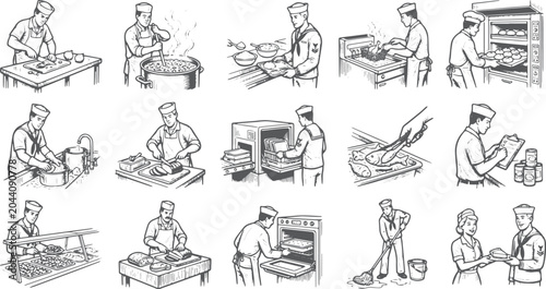 Foto Vintage Aircraft Carrier Kitchen Cooking And Serving