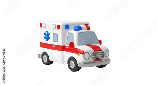 Toy Ambulance with Red Stripes and Lights.