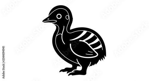 Stylized Black Duckling Silhouette Icon.