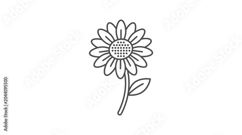 Bild auf Leinwand Minimalist sunflower or daisy flower bloom line art illustration.