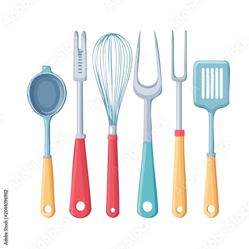 Set of Colorful Kitchen Utensils