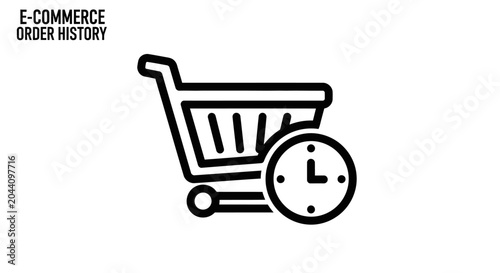 Fotografía E-commerce Order History Icon: Shopping Cart with Clock Symbol
