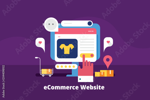 Foto Customer place order through ecommerce website, AI assistant ensure checkout and order delivery on location