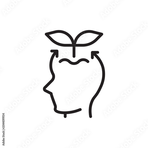 Φωτογραφία Growth mindset vector icon featuring a human head profile with upward arrows and a growing plant sprout