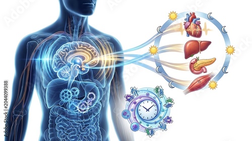 Human circadian rhythm and biological clock organ cycle