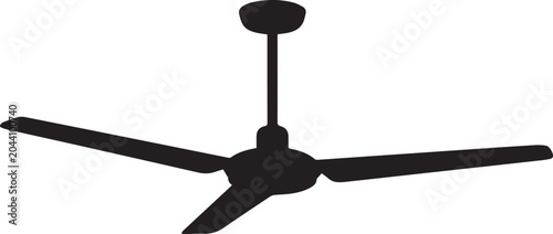 Modern ceiling fan with four black blades Vector