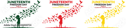 Canvastavla Juneteenth freedom day celebration graphic with children and flying birds three