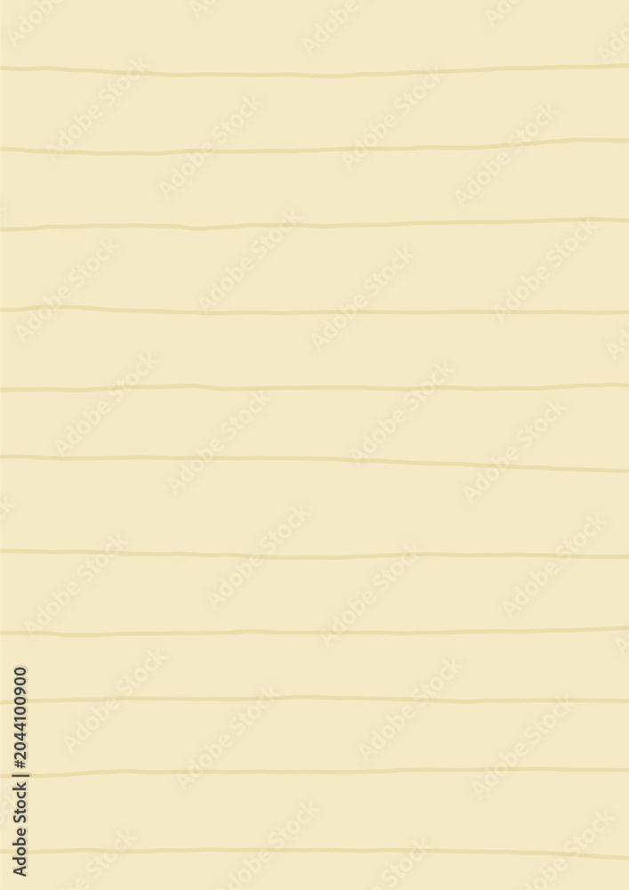 Naklejka premium A minimal and cozy aesthetic background featuring thin, hand-drawn horizontal lines across a warm pastel cream canvas. The slightly uneven, wavy lines mimic a simple ruled notebook or lined paper shee