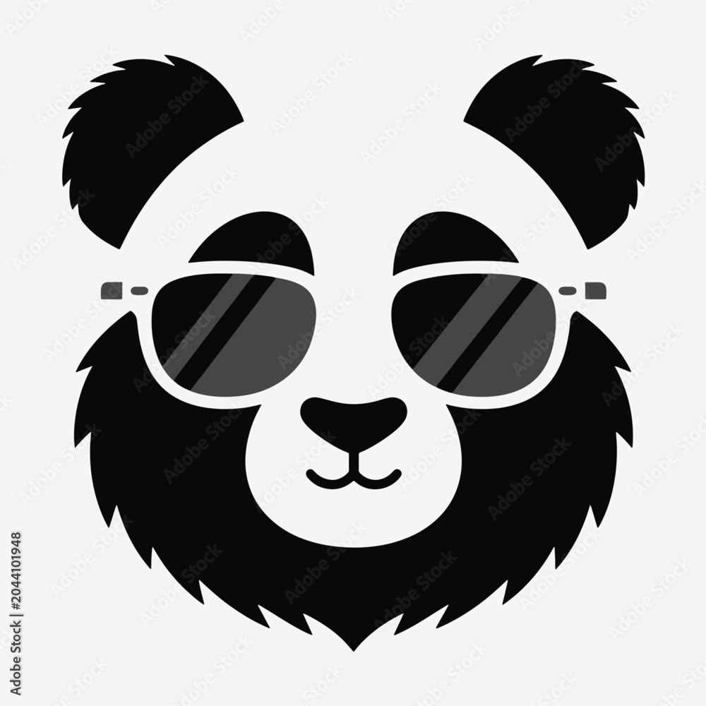 Fototapeta premium Cool Panda Logo Vector Wearing Sunglasses Illustration Creative Design Template 