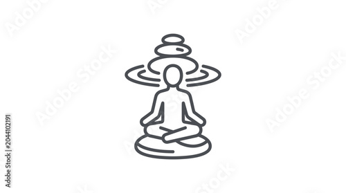 Photography Meditating figure sitting on stacked zen stones icon.