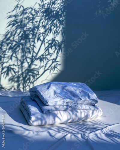 Bedroom Textile Styling and Tropical Shadow Home Concept