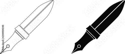 Foto Fountain pen nib metal tip instrument for calligraphy or professional artistic drawing use