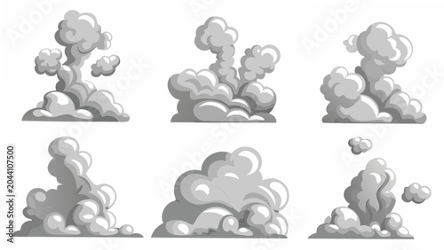 Photos Nine Distinct Grey Cloud Formations A Vector Illustration With A White Backgroun