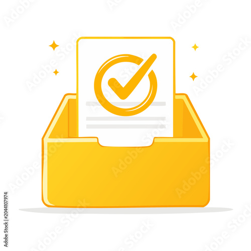 Yellow folder with checklist and checkmark icon