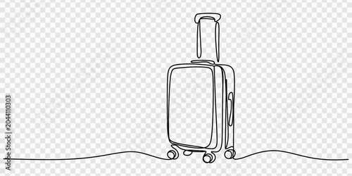Tablou pe pânză Travel suitcase in continuous line drawing style