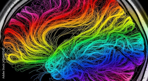Vibrant Abstract Brain Neural Network Activity with Colorful Wave Patterns