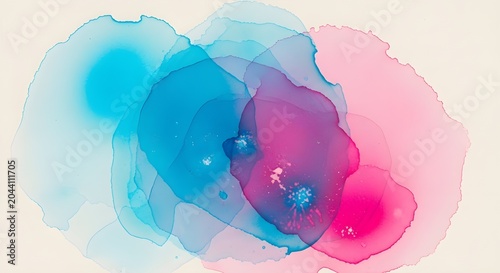 Abstract Watercolor Blend with Vibrant Blue and Pink Gradient on Transparent Background