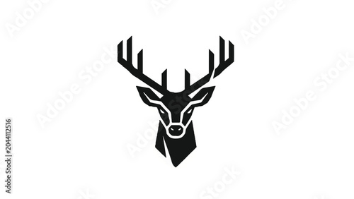 Bild auf Leinwand Deer Head Silhouette with Antlers Illustration 1.