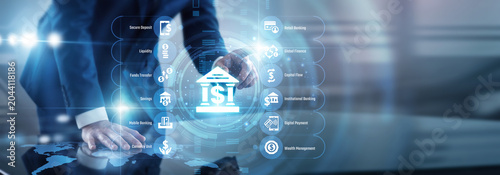 Financier point of Banking digital transactions and asset management concept securing personal monetary investments consistently. Facilitating daily economic activities across a broad base.