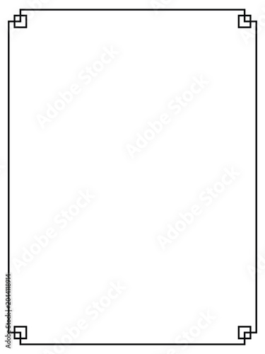 Art Deco black ornamental decorative frame. Vintage simple line frame border plaque book cover. Frame border deco vector simple line isolated. Vector illustration.