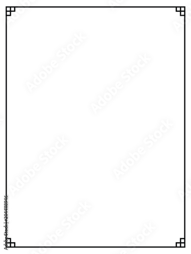 Art Deco black ornamental decorative frame. Vintage simple line frame border plaque book cover. Frame border deco vector simple line isolated. Vector illustration.