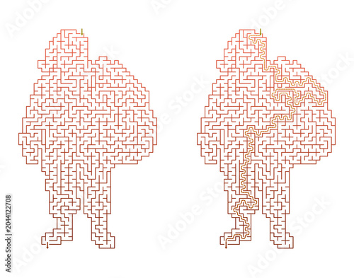 Abstract maze pattern depicting two human figures  
