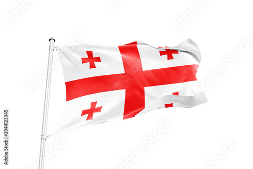Obraz na plátně Georgia flag waving on pole isolated on transparent background