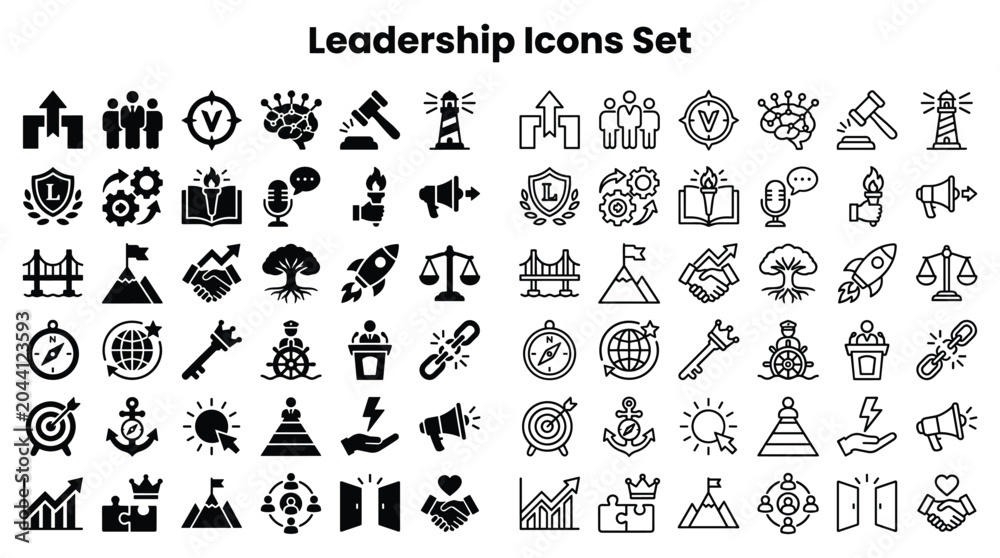 Fototapeta premium Business icons illustrate leadership development concepts and skills.
