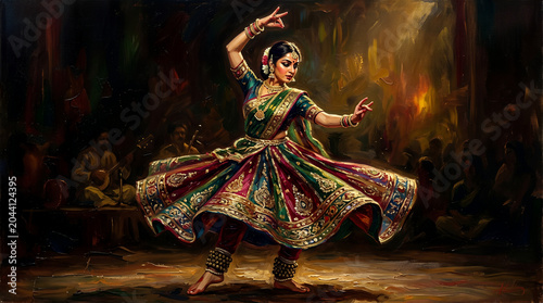Kathak dancer oil painting