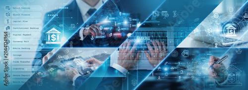 Financial services. Professional investment officers managing cross-border transactions and digital asset portfolios securely across a global business network. Modern economic infrastructure.
