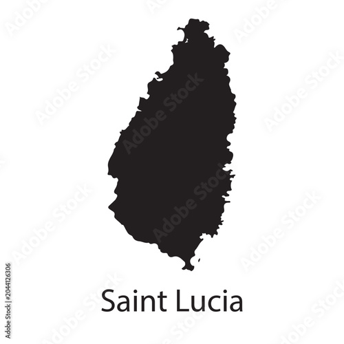 Stylized Silhouette Map Outline of Saint Lucia Island Nation