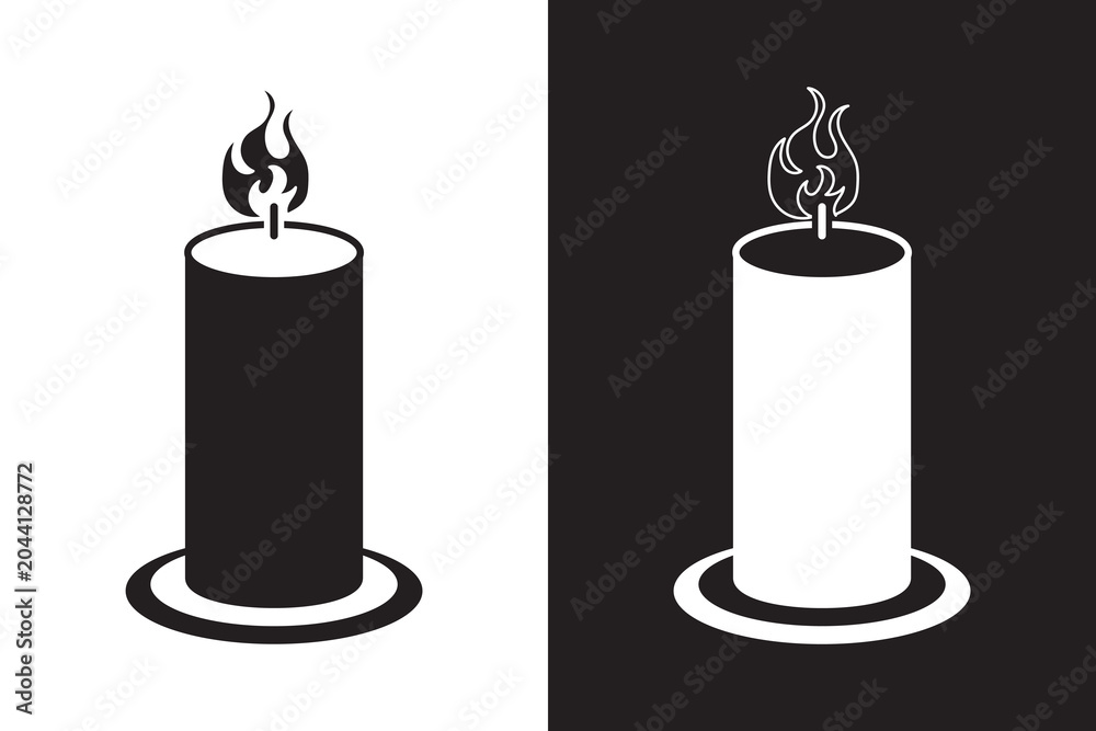 Obraz premium Candle Icon Vector, Burning Candle Flame Symbol