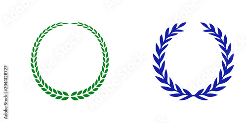 Laurel wreath icon and circular victory symbol vector isolated on transparent background