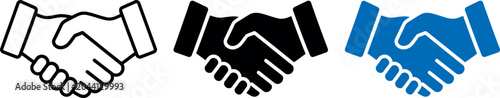 Business handshake icon set for business deal, agreement, partnership icon vector illustration with outline solid and color style