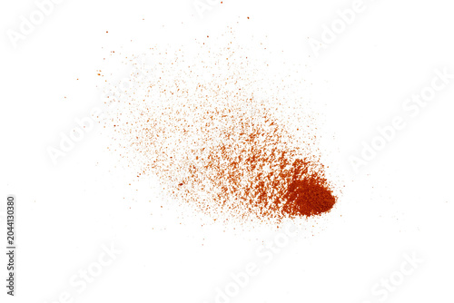 Obraz na plátně Orange Chili powder splash cloud On Transparent Background, abstract texture with scattered particles and copy space