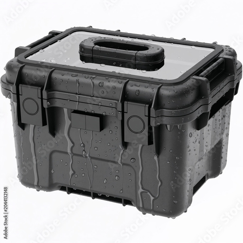 Waterproof protective storage box isolated on white background, realistic PNG