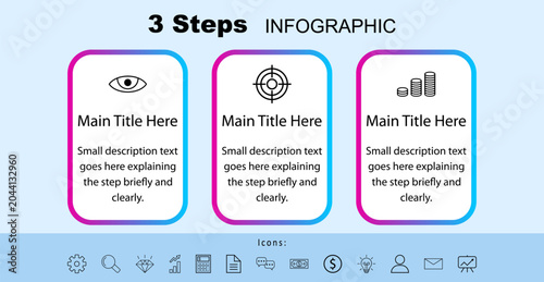 3 Steps Infographic Labels Template For Business Presentation