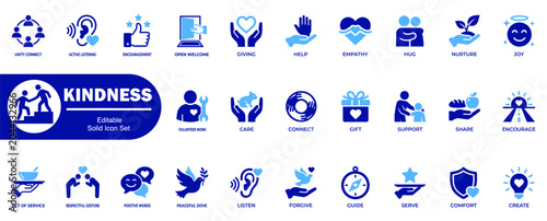 Foto Kindness and social charity flat icon set