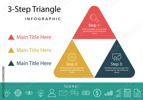 3 Step Triangle Infographic Template For Business Strategy