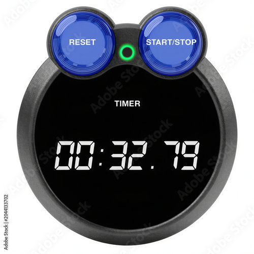 Modern digital stopwatch timer isolated on white background, PNG