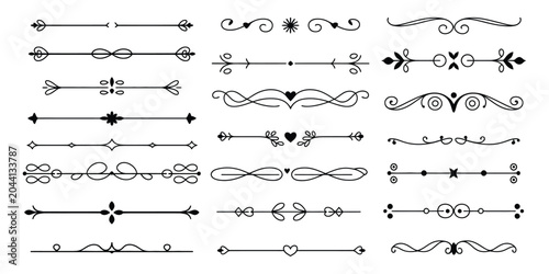 Schilderij op canvas Elegant Ornamental Line Divider and Decorative Border Element Collection