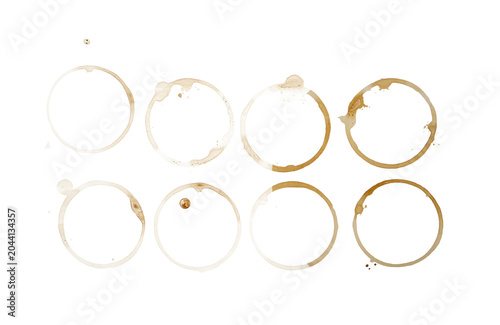 Картината върху платно A set of eight coffee coffee or tea cup stain rings in various shades of brown a