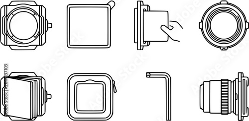 Billede på lærred Camera Lens Filter Holder Set with Allen Wrench and Filter Pouch - Black and Whi